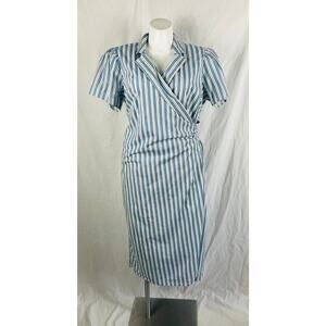 Lane Bryant Stripe Wrap Midi Dress Size 20 Poplin Cottagecore Office Career